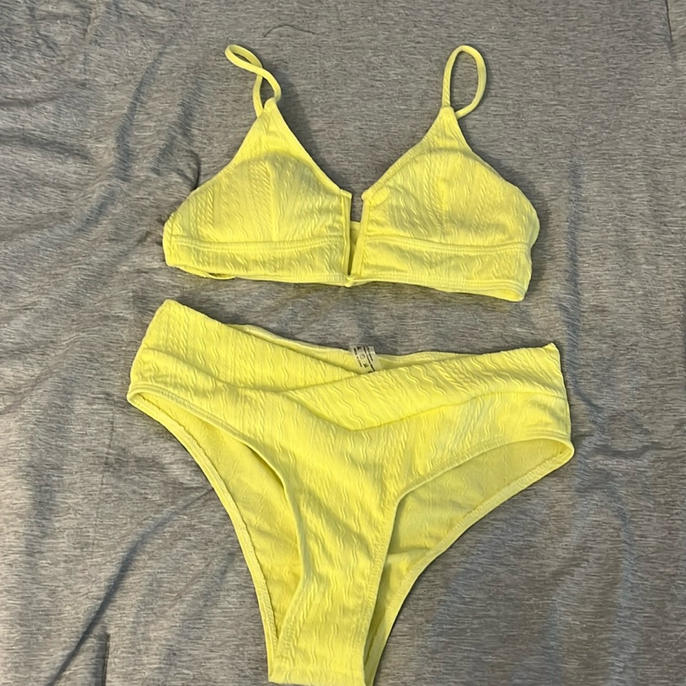 NEW Yellow Cross Bottom Bikini size small